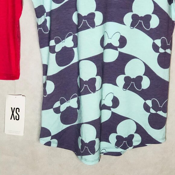 LulaRoe randy shirt Disney mid sleeve new with tags blue pink extra small READ - Picture 11 of 11